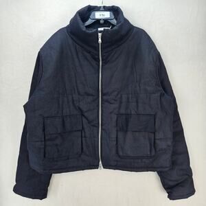 MNML MEN'S XXL BLACK LINEN STYLE PUFFER JACKET NWOT